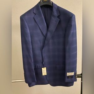 NWT Mens MaxDavoli Blue Plaid w/ Purple Blazer Suit Coat Size 44S